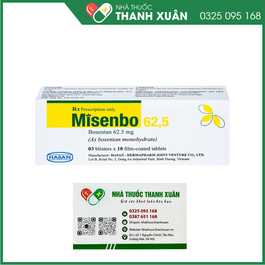 Misenbo 62,5 mg điều trị tăng huyết áp động mạch phổi